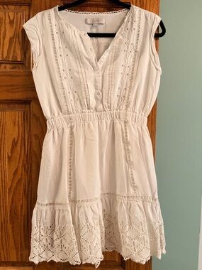 LOFT  Eyelet Lace Trim Dress